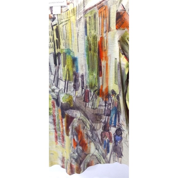 Christopher & Banks 3/4 Sleeve Tee Small Watercolor Italian Scene Graphic Print - Picture 3 of 9